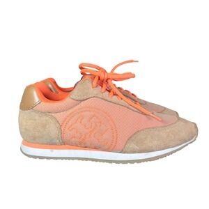 Tory Burch Womens Miles Sneaker Orange Tan Mesh Suede Size 8M